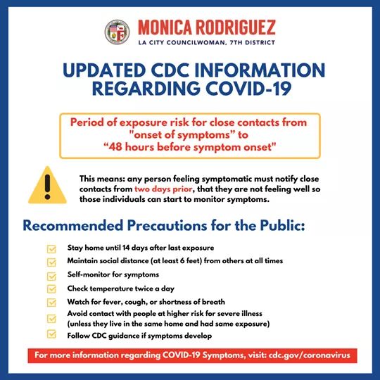 From Monica Rodriguez Desk - The Centers for Disease Control and Prevention updated the period of exposure 