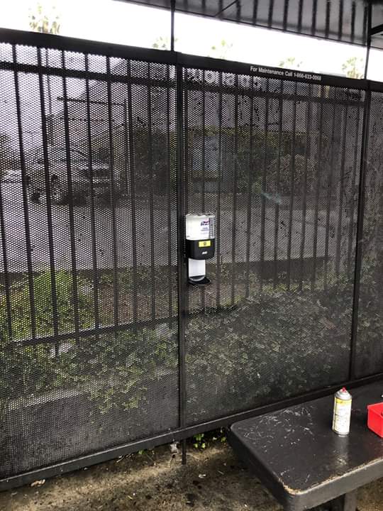 rolled out 300 hand sanitizing stations at bus shelters across Los Angeles