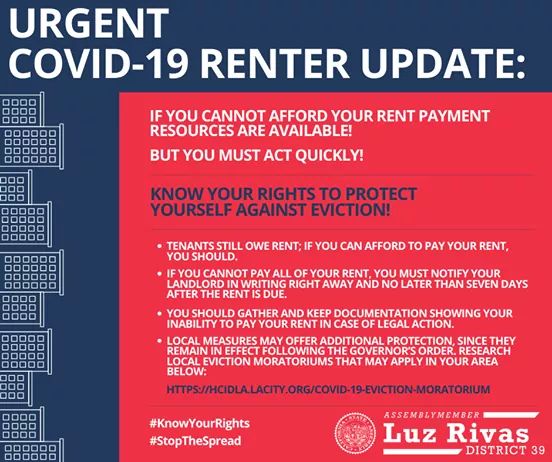 Assemblymember Luz Rivas - Clarification on COVID-19 Renter Update