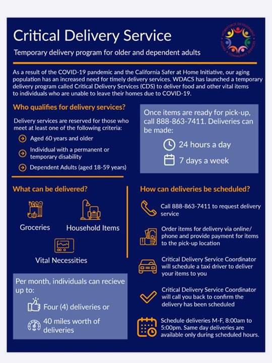 Sunland Tujunga Neighborhood Council STNC - WDACS Launches the Critical Delivery Service Program 