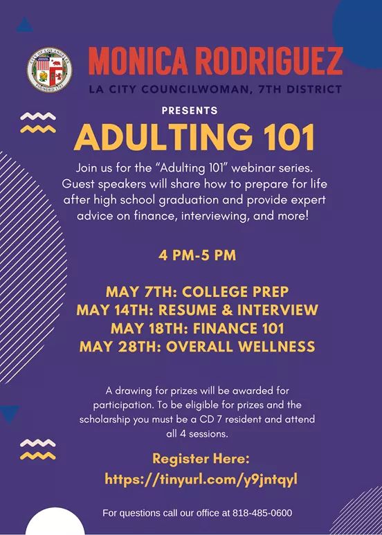 Councilwoman Monica Rodriguez  - Launch of My Four Week “Adulting 101” Webinar Series 