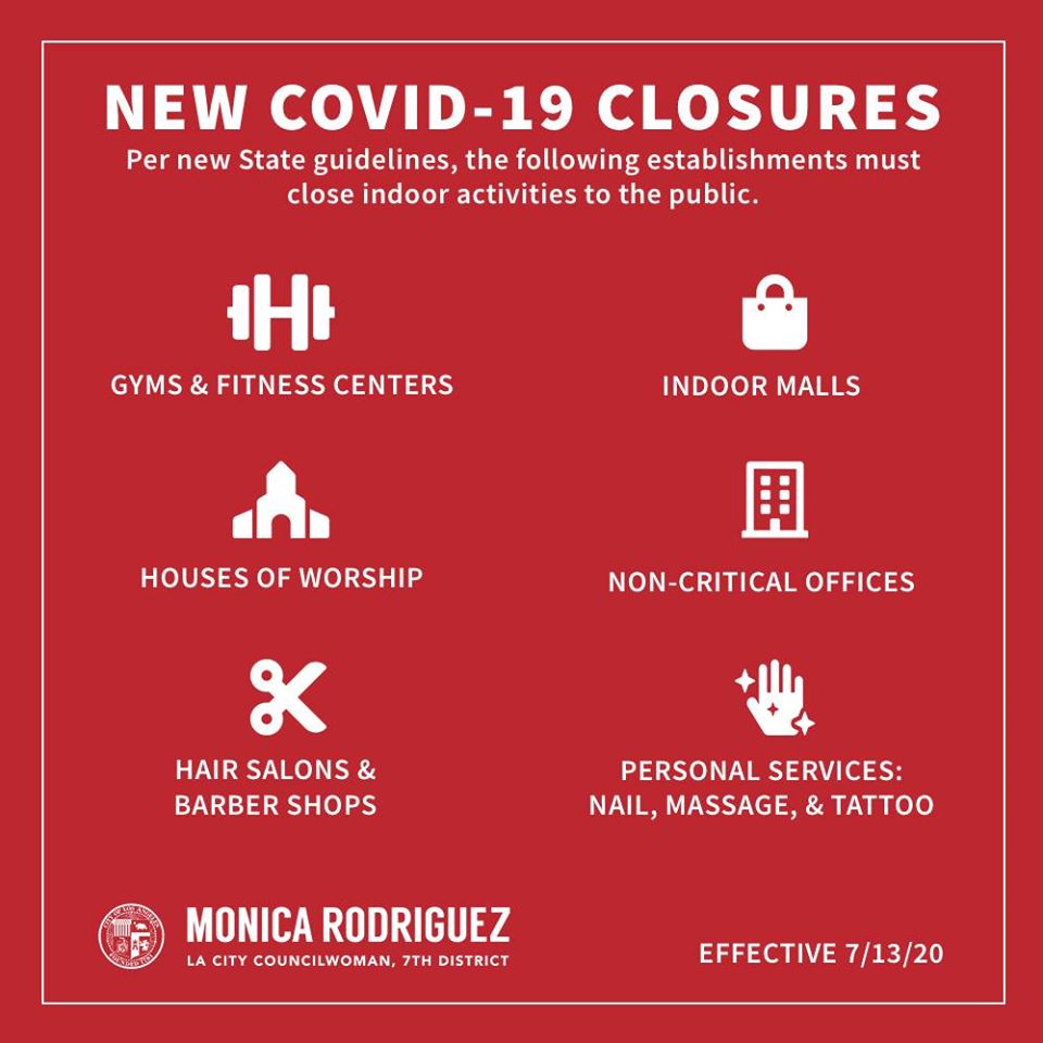 Establishments Must Close Indoor Activities