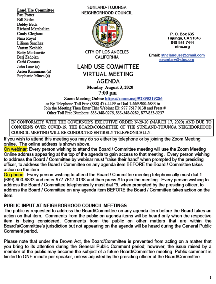 STNC's Land Use Committee