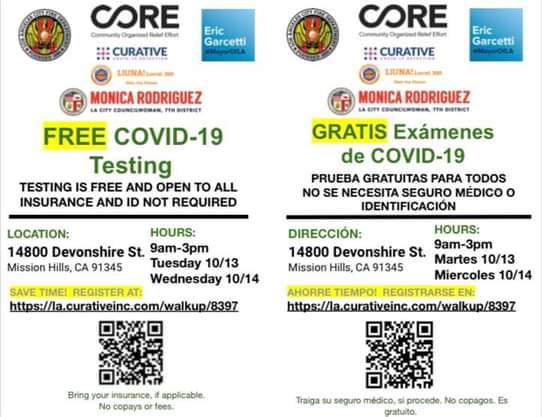 Free and Walk-Up Only COVID-19 Test 
