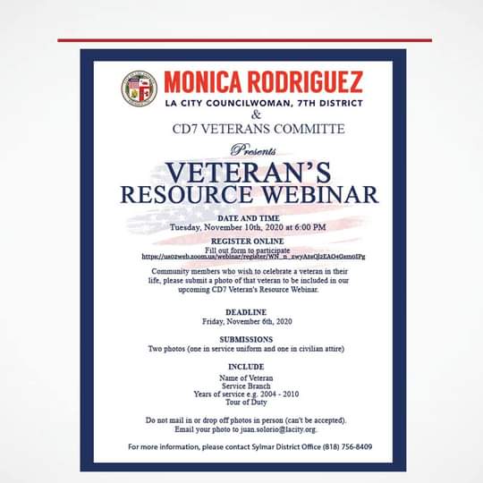 Veteran’s Resource Webinar on Tuesday 