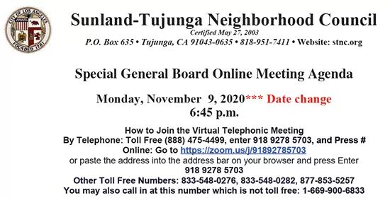 Special STNC Board Meeting 