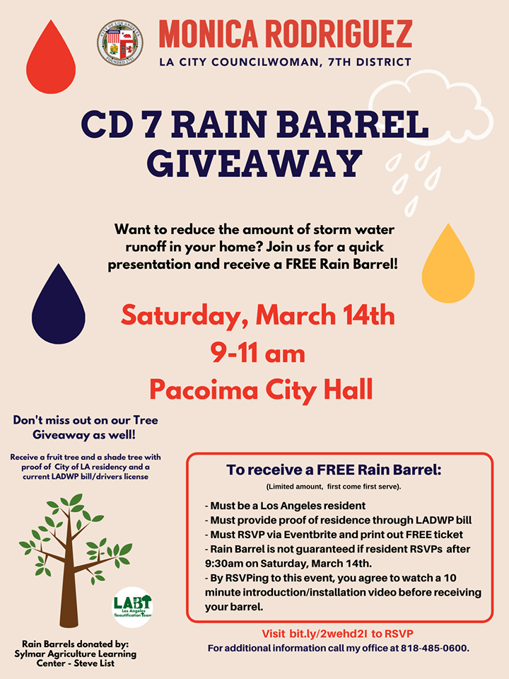 Councilwoman Monica Rodriguez - CD 7 Rain Barrel Giveaway