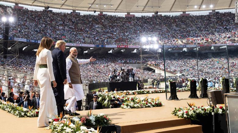 US President Donald Trump in Motera Stadium, India