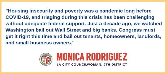 Councilwoman Monica Rodriguez  - Urging The Federal Government to Include more Relief for Working Families, Renters, and Property Owners 