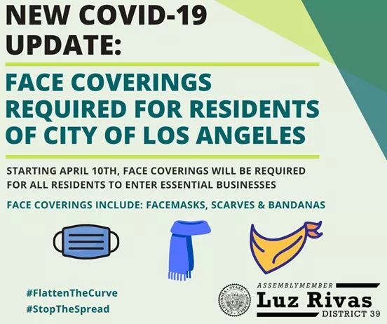 Assemblymember Luz Rivas - Face Coverings Required for Residents of City of Los Angeles