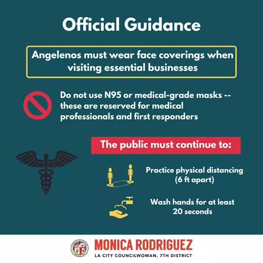 Councilwoman Monica Rodriguez  - Official Guidance - Angelenos Must Wear Face Coverings 