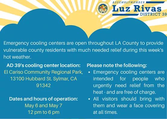 Assemblymember Luz Rivas - Emergency Cooling Centers are Open throghout LA County