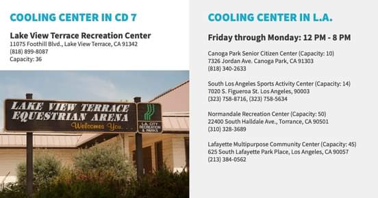 From Councilwomam Monica Rodriguez Desk - 5 Cooling Centers 