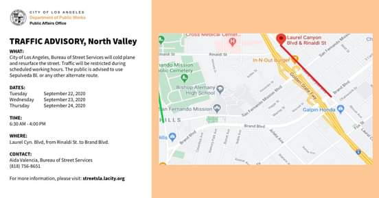 TRAFFIC ADVISORY, North Valley 