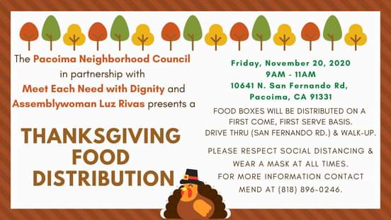Thanksgiving Food Distribution Drive-Thru and Walk-Thru on Friday 