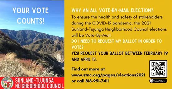 From Sunland Tujunga Neighborhood Council STNC -  Vote-By-Mail  