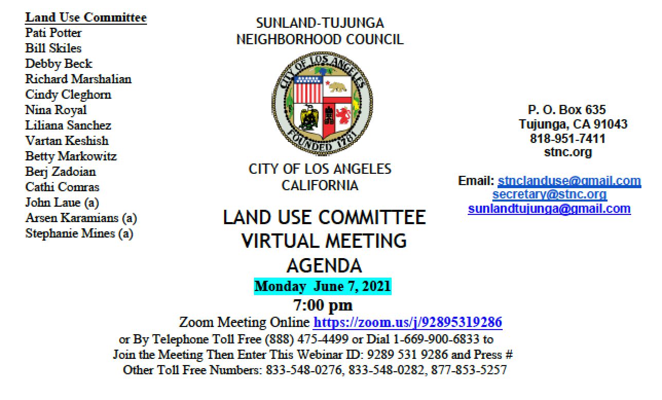 STNC Land Use Committee Meeting 