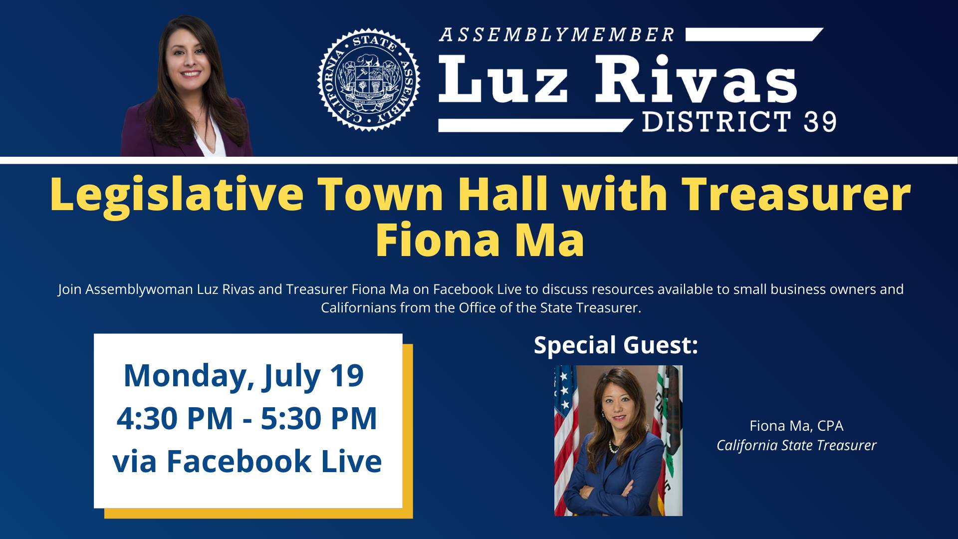 Join me and Treasurer Fiona Ma 