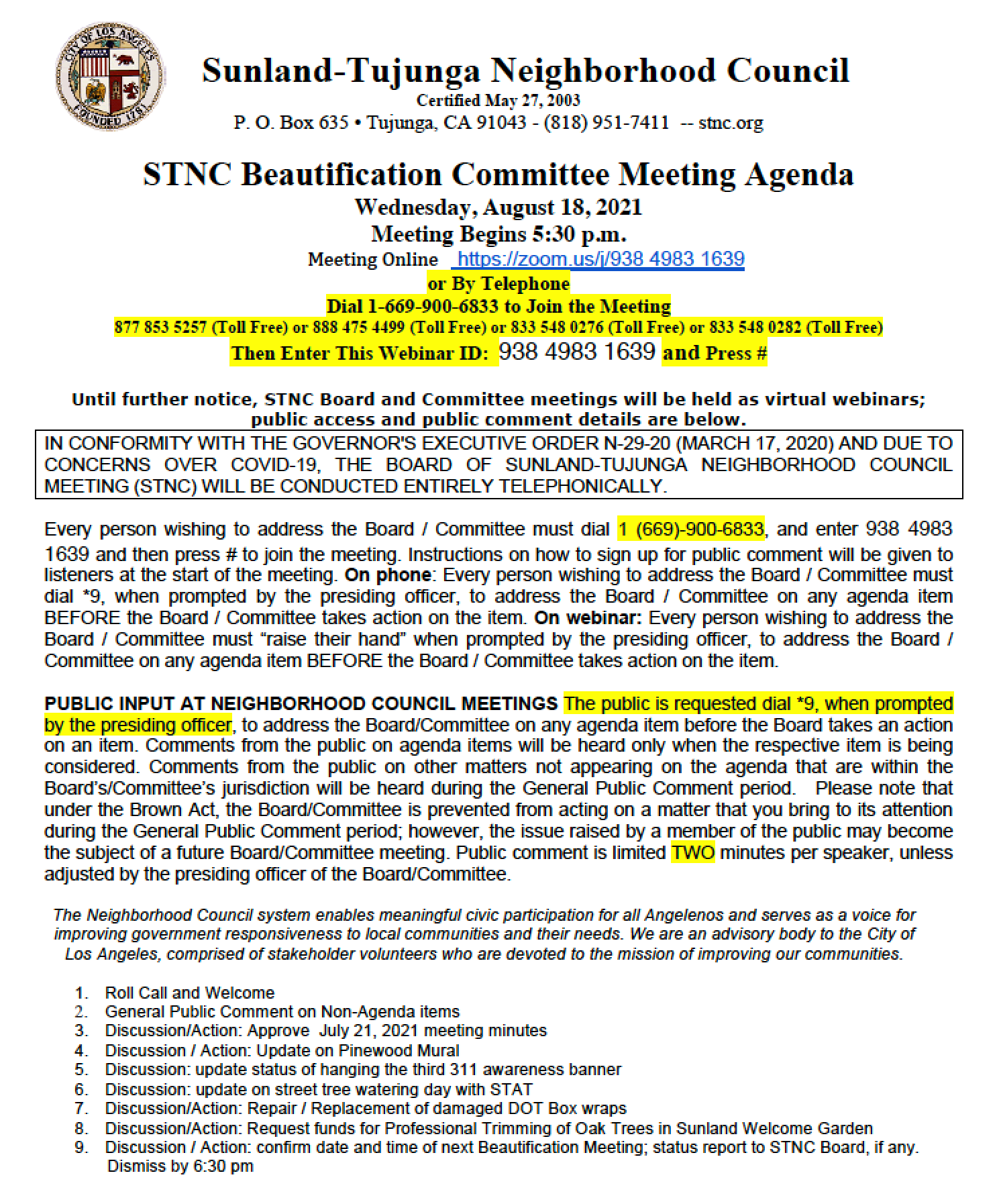 Beautification Committee Meets Tonight 