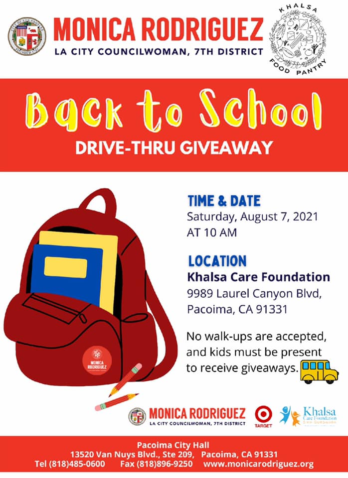 Drive-Thru Back to School Giveaway Event on Saturday 