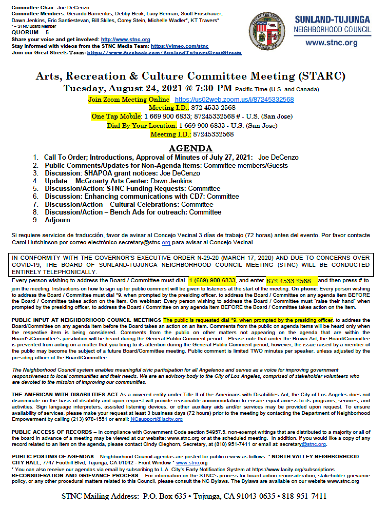 Recreation & Culture Committee Meeting (STARC) 
