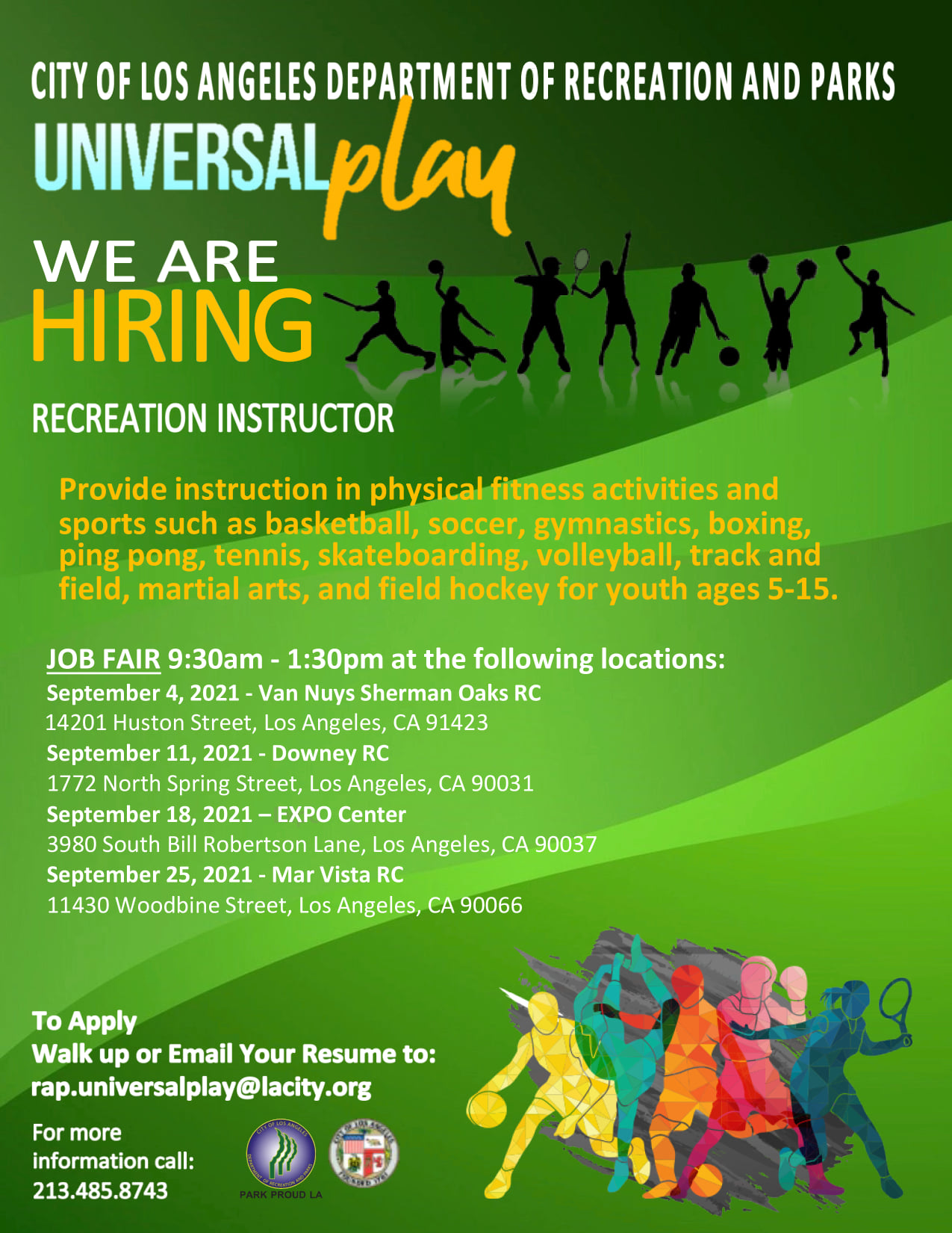 The Department of Recreation and Parks is Hiring