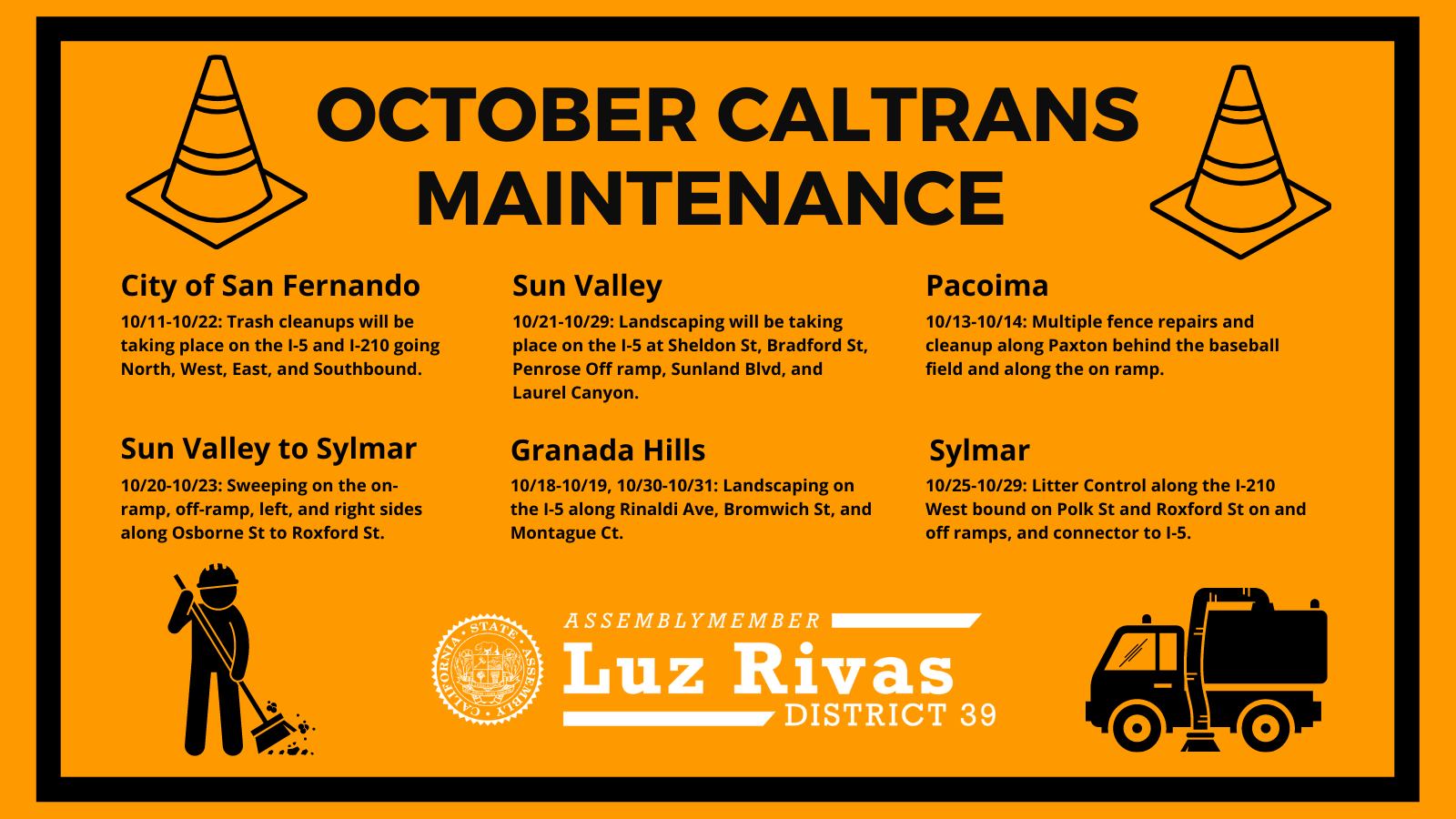 October Caltrans Maintenance Updates