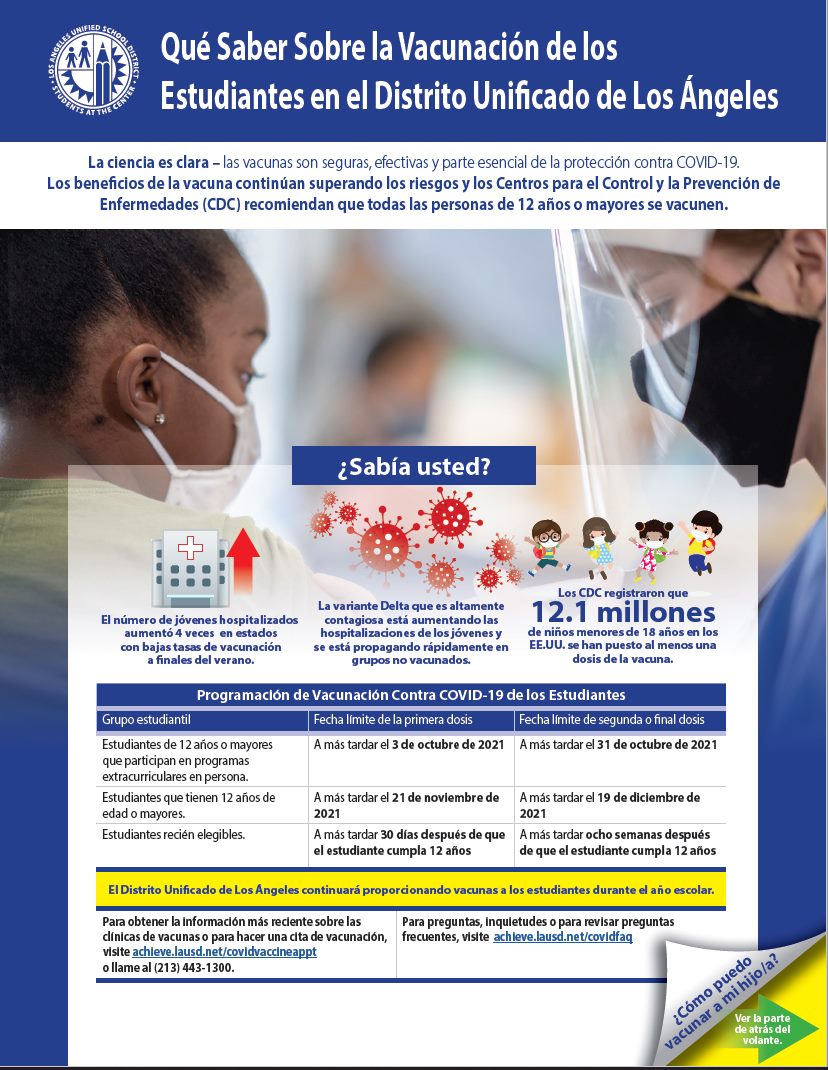 Student Vaccinations Los Angeles Unified School District