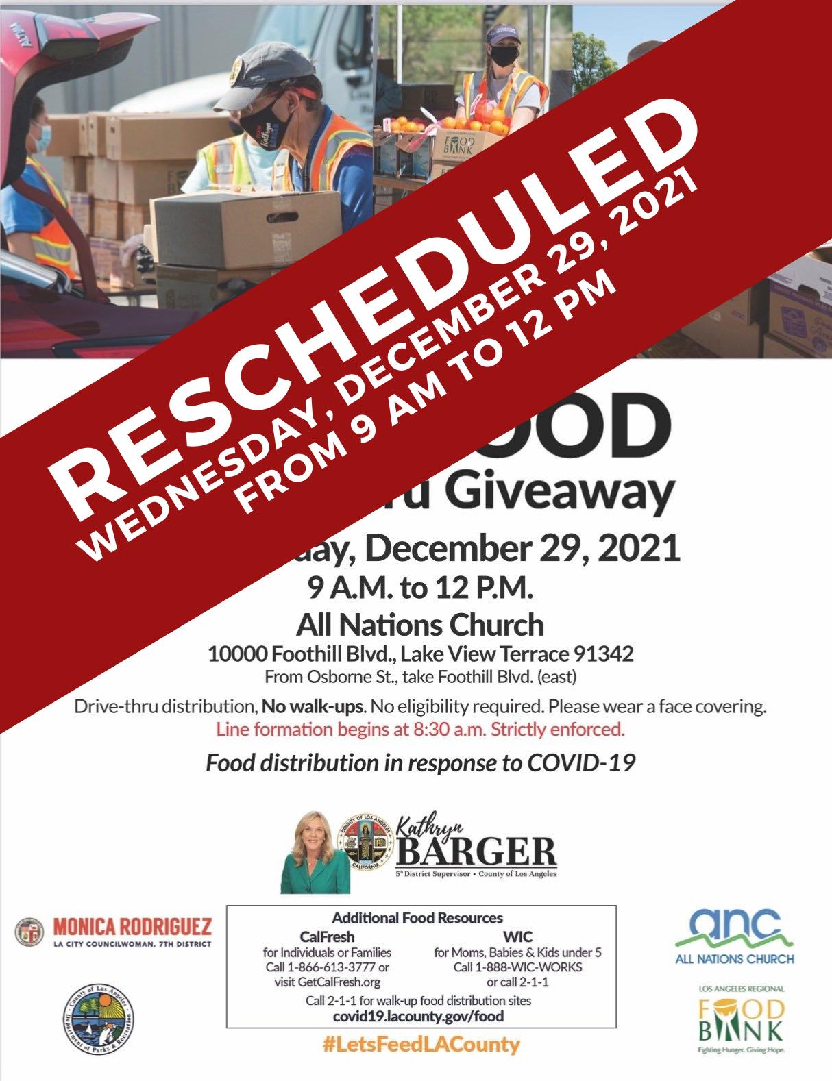 Food Distribution Rescheduled