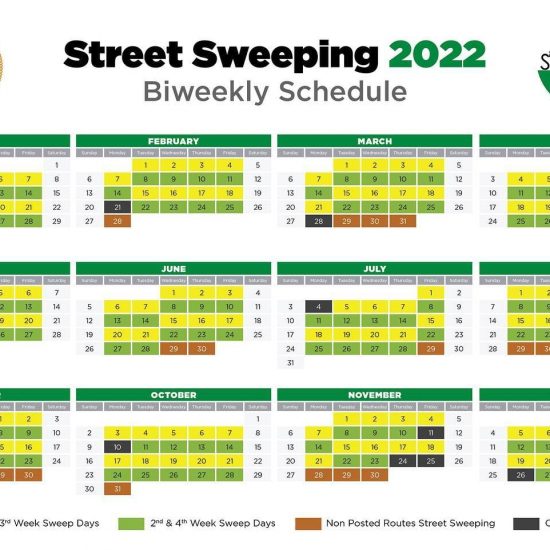 2022 Street Sweeping BiWeekly Calendar