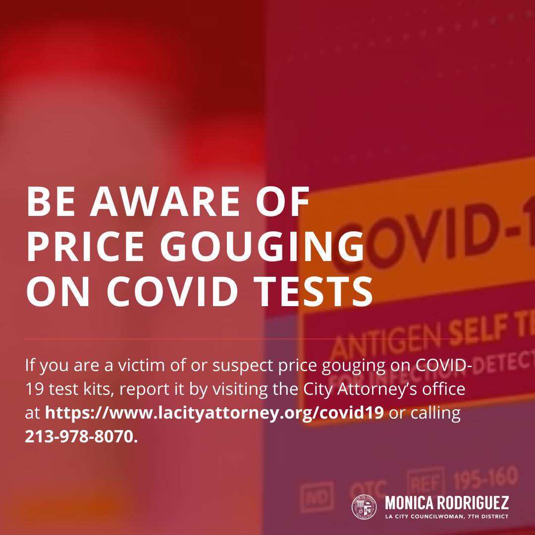 Warning Residents to be Aware of Price Gouging when Purchasing Tests