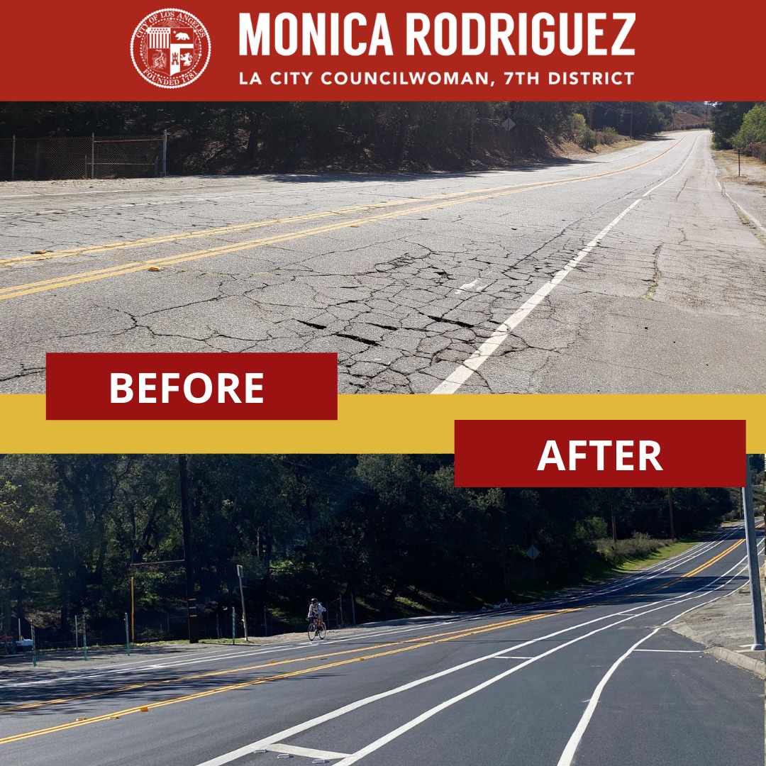 Resurfaced and Restriped Stretch of La Tuna Canyon Road