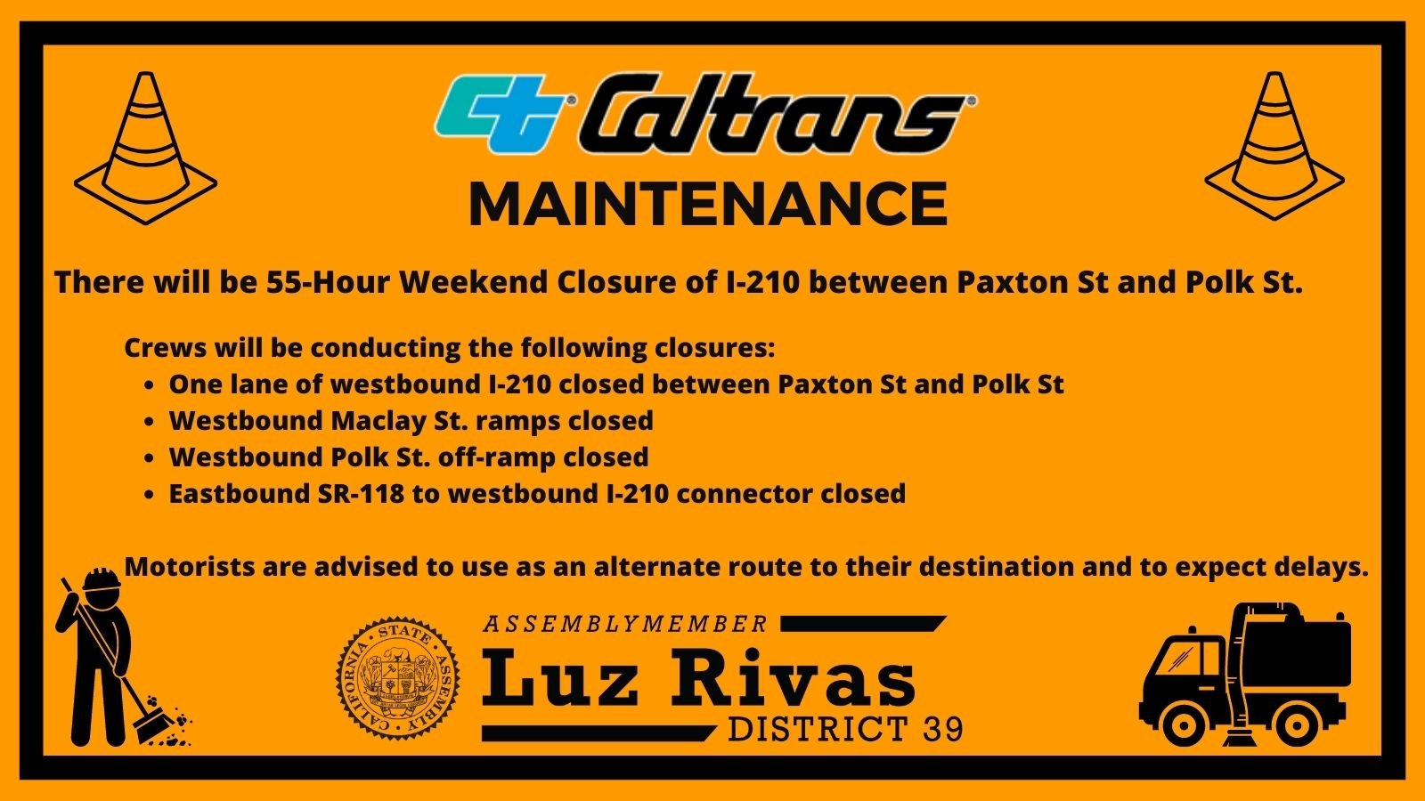 Road Closure Alert - I-210 Westbound