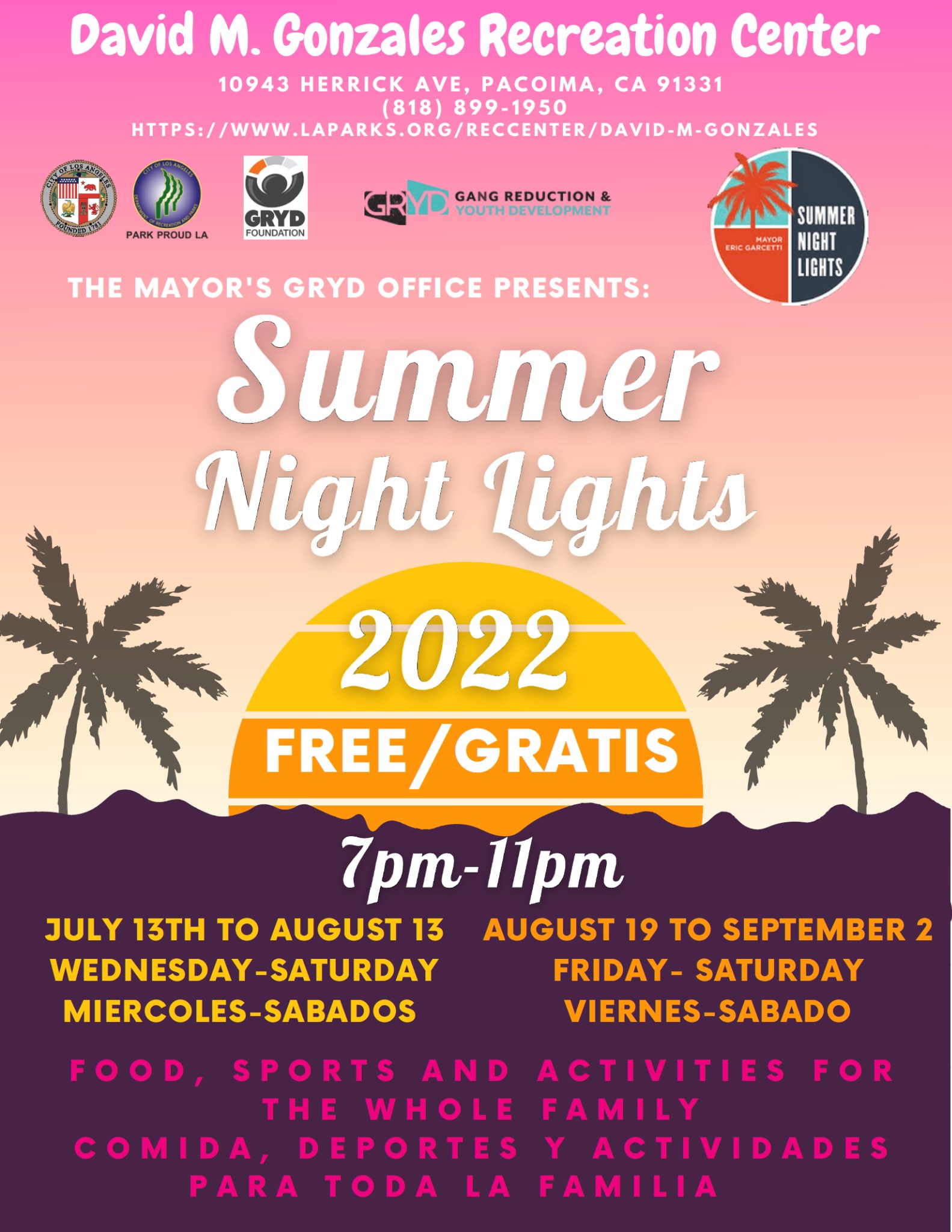 Summer Night Lights is coming to David M. Gonzales Park