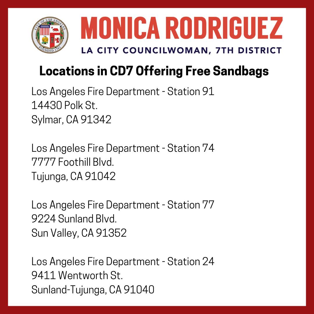 Locations in CD7 Offering Free Sandbags