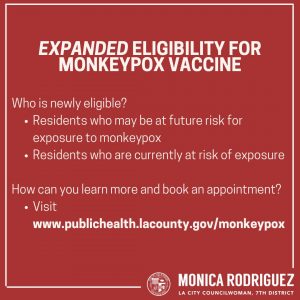 Los Angeles County Department of Public Health Expanded Eligibility to the Monkeypox Vaccine