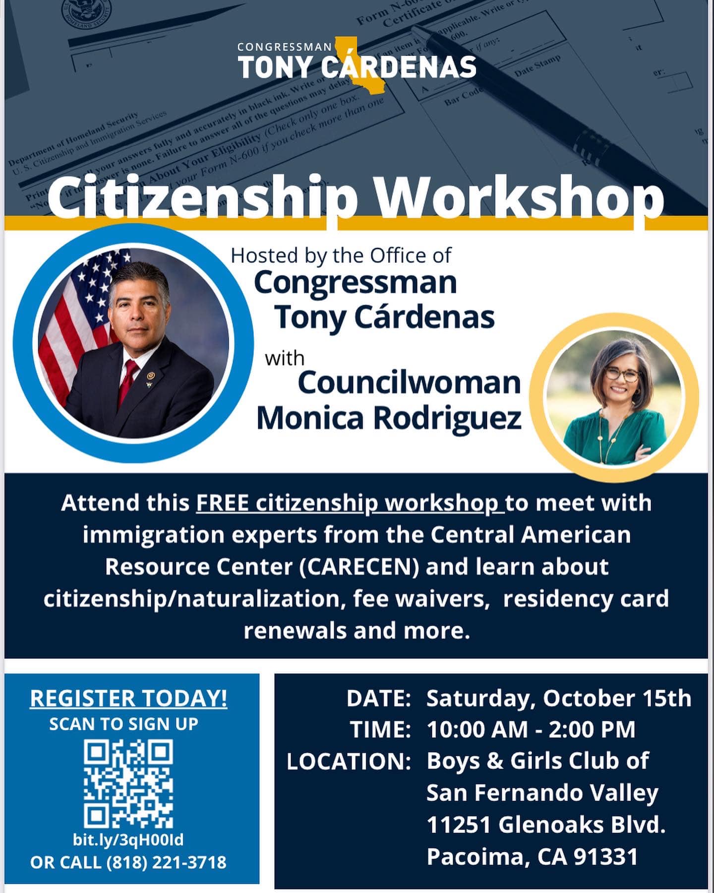 October 15, FREE Citizenship Workshop