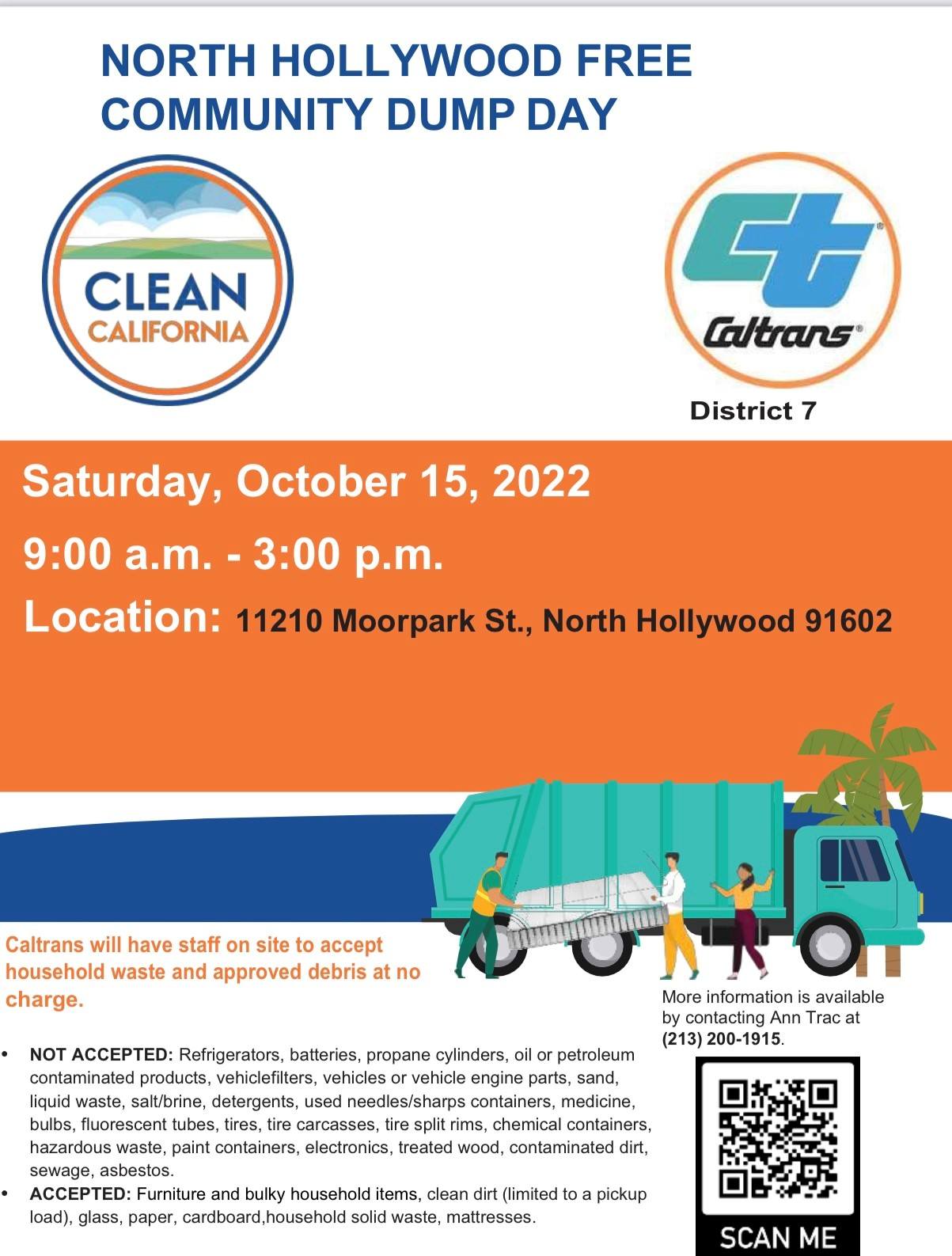 Caltrans District 7 is Offering a Free Community Dump Day on Saturday, October 15th