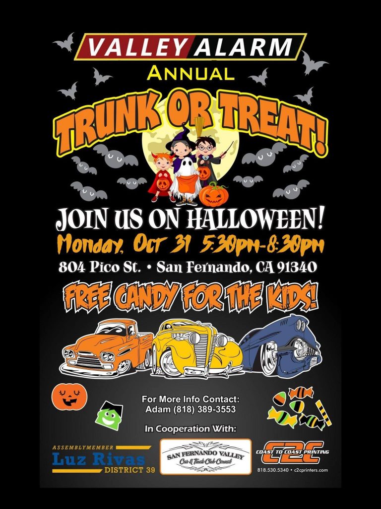 Valley Alarm will be Hosting their Annual “Trunk or Treat