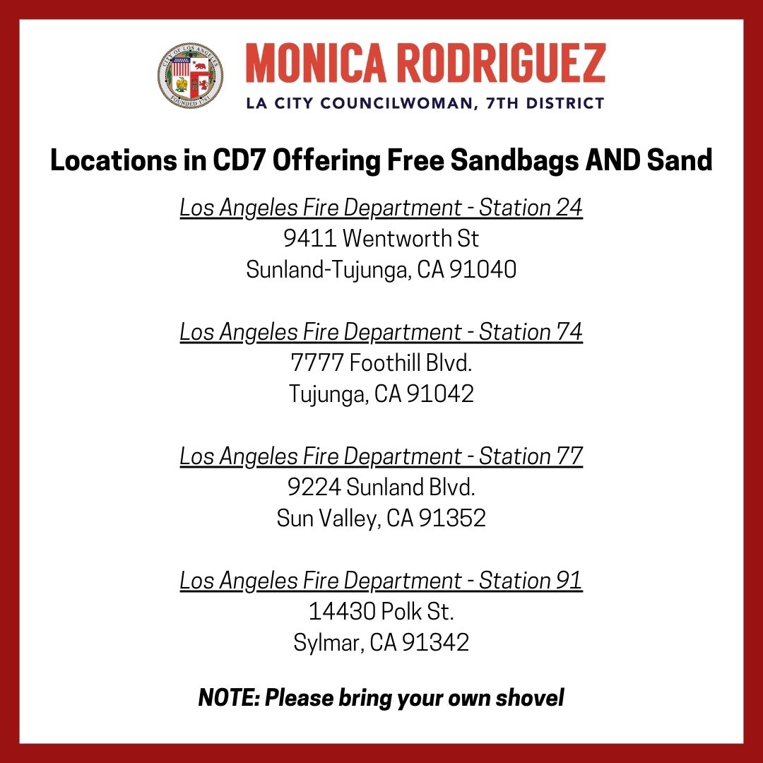  Locations in CD7 Offering FREE Sandbags and Sand