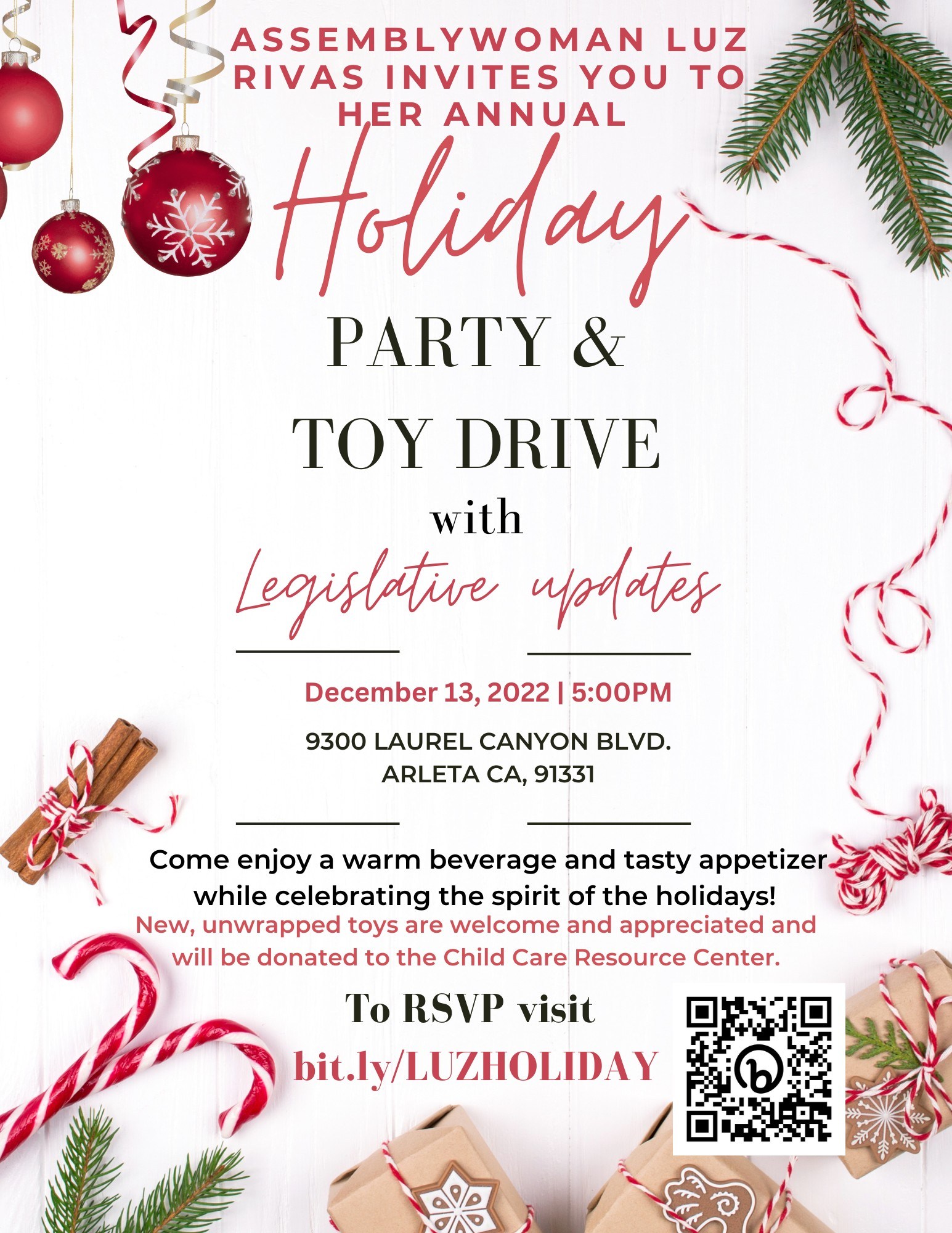 Please Join My Team and I for Our Annual Holiday Party & Toy Drive on Tuesday, December 13th