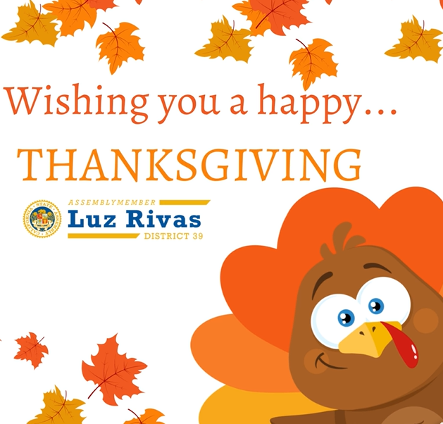 Wishing All Families in the 39th Assembly District and Beyond a Happy Thanksgiving