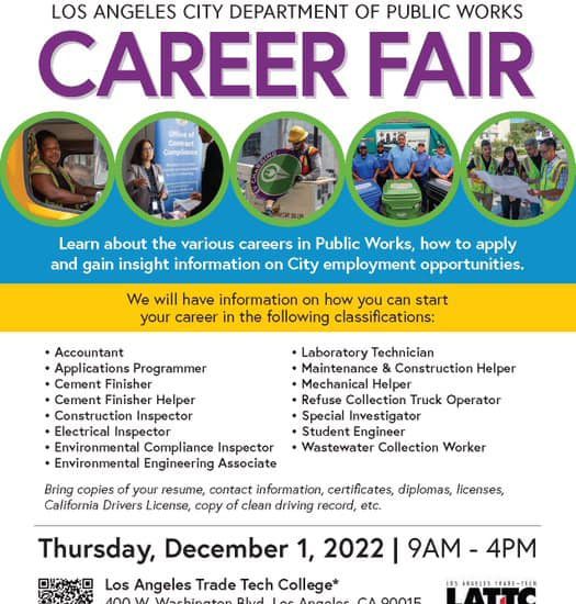 The Los Angeles City Department of Public Works is Holding a Career Fair