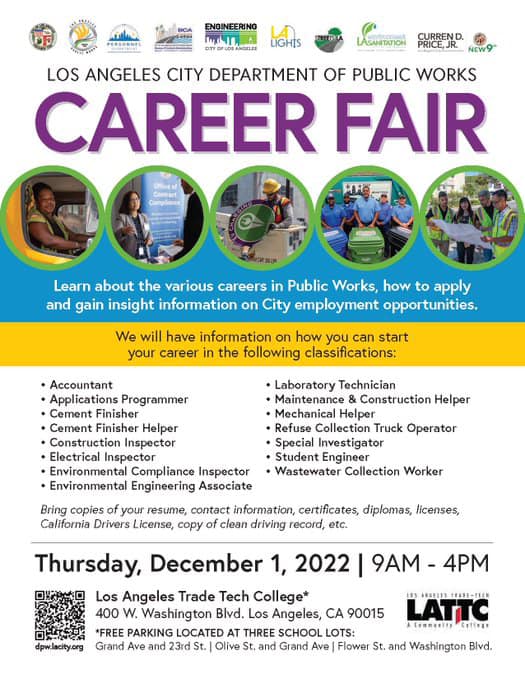 The Los Angeles City Department of Public Works is Holding a Career Fair