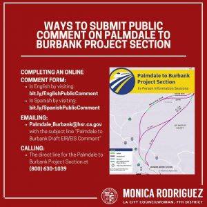 The Palmdale-Burbank High-Speed Rail (HSR) Draft Environmental Impact Report Ends
