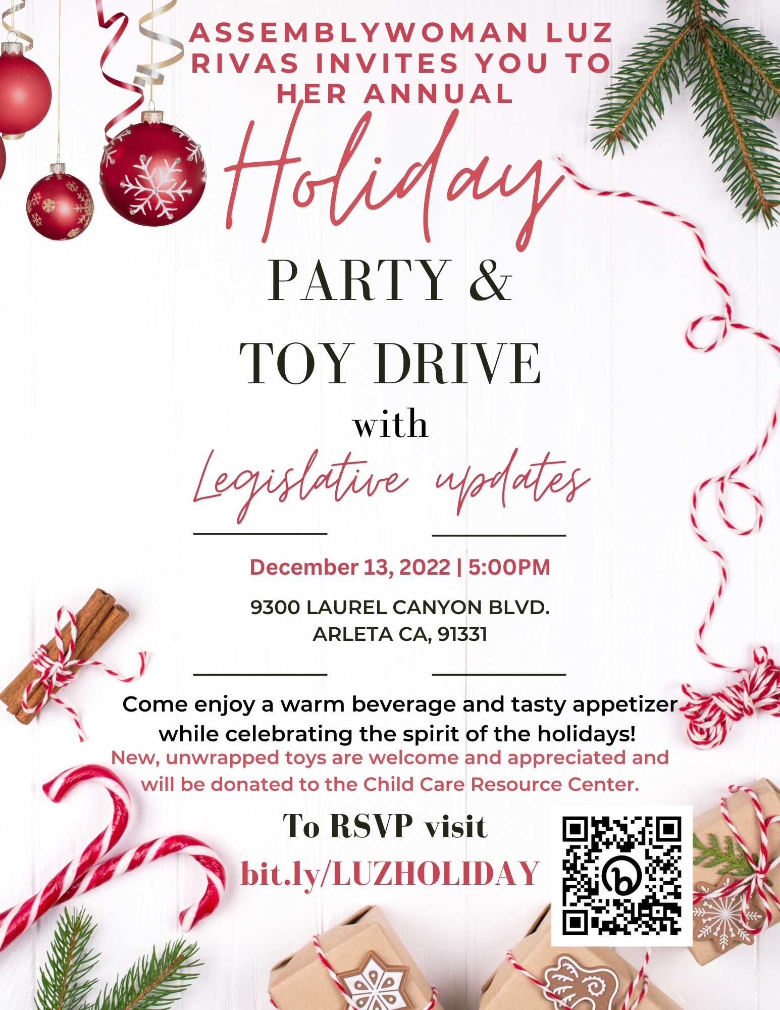 This Evening at 5pm for My Annual Holiday Party & Toy Drive