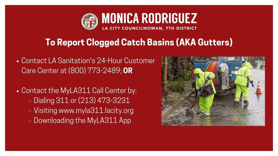 Reporting Catch Basins that are Blocked or Clogged to LA Sanitation or 311
