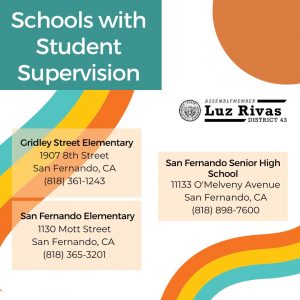 Student Supervision will be Provided at Select Elementary
