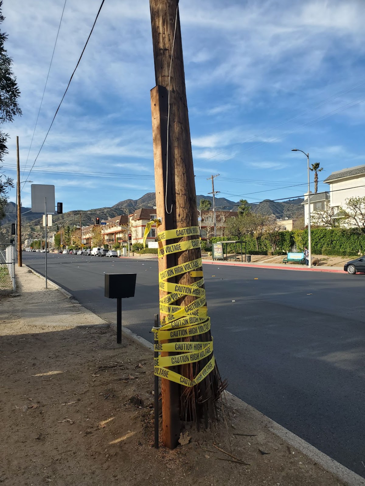 Damaged Wooden Pole on Foothill Blvd